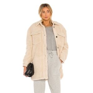 NWT ALLSAINTS Sophie Shirt Jacket Sherpa Shacket Stone While